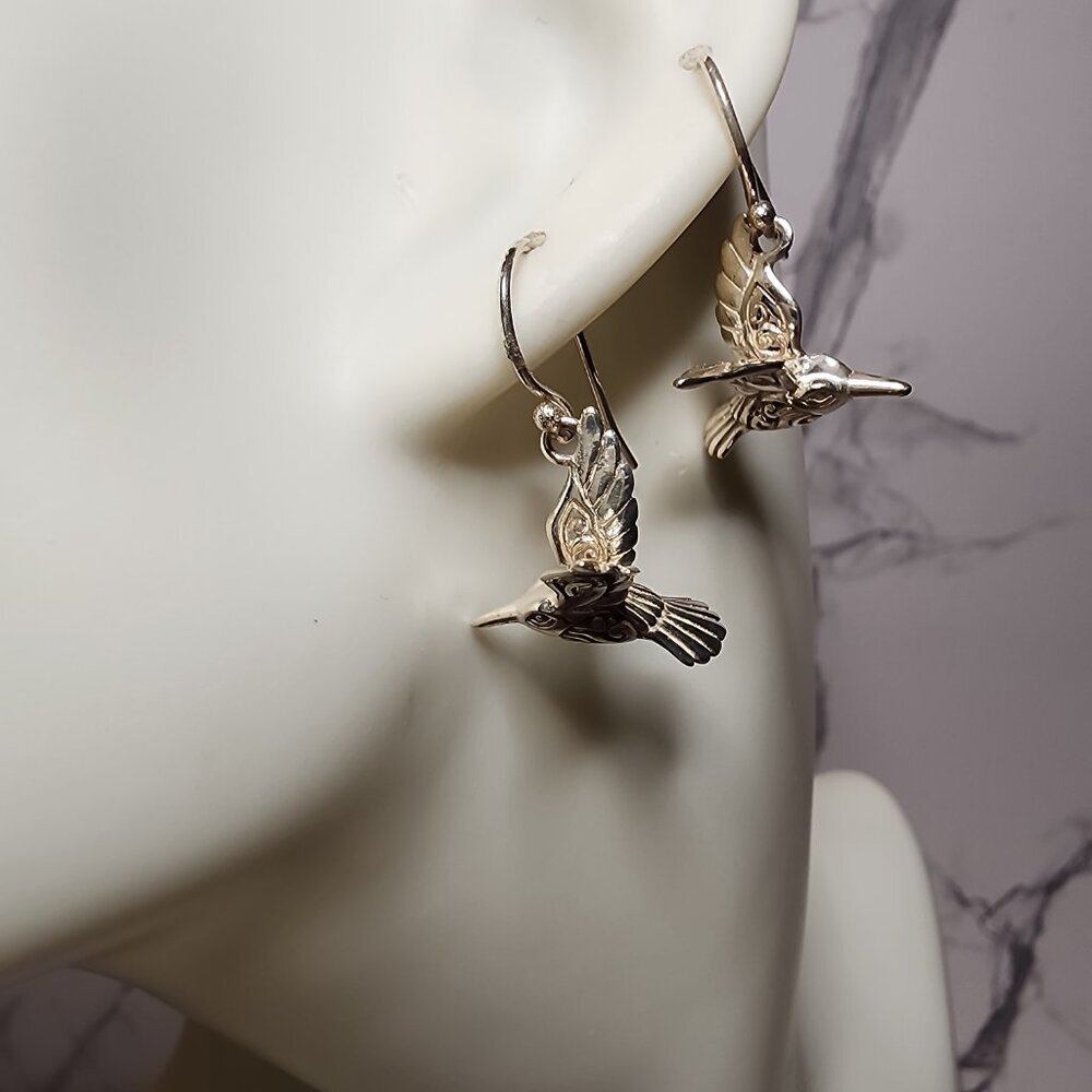 925 Hummingbird Dangle Earrings - Picture 3 of 7